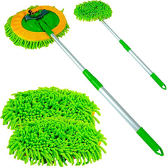 Extendable Microfiber Car Wash Brush – Scratch-Free, 2 Mop Heads